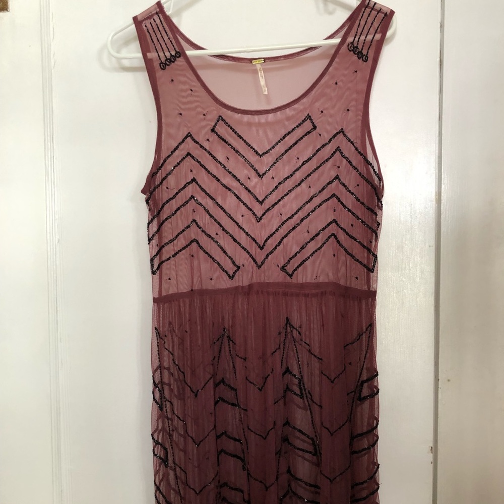 Free People beaded tunic slip dress